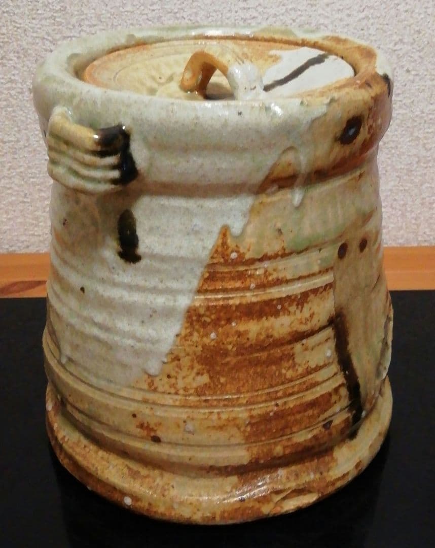 佐治光寿作　美濃　伊賀　水指　共箱　茶道具