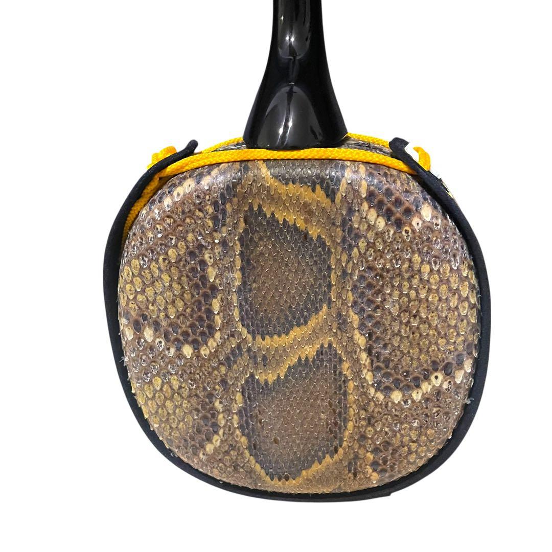 美品 沖縄 琉球 三線 本蛇皮 蛇革 ヘビ 初心者 入門 ハードケース付き