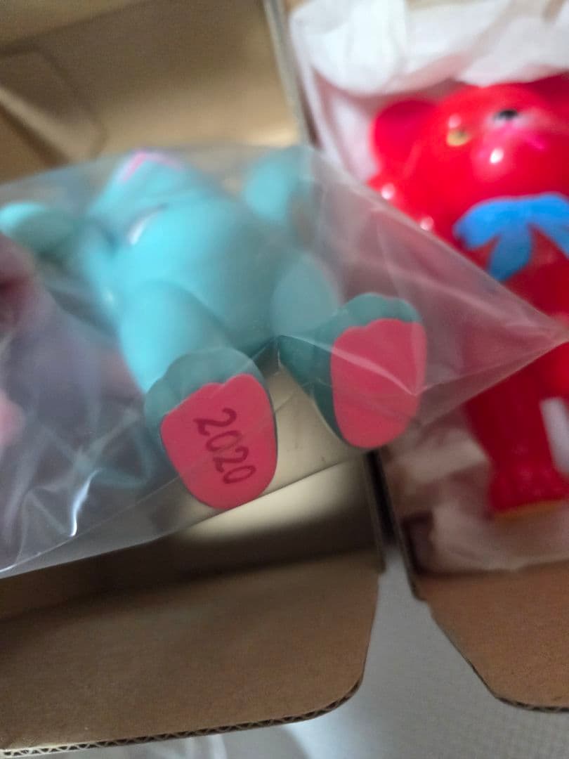 レトロドール 復刻版 クマちゃん 赤&水色セット　ソフビ人形