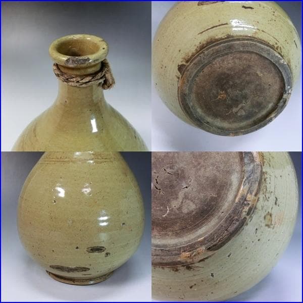 徳利■古い黄瀬戸(江戸期) とっくり 酒器 花瓶 時代物 骨董品■