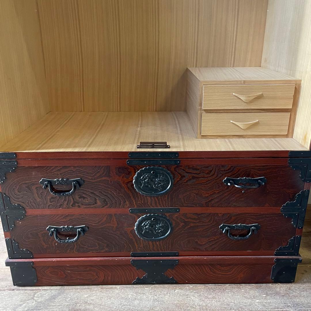 駿河民芸 駿河民藝 ワードローブ 欅材 時代箪笥 昭和レトロ 和製アンティーク