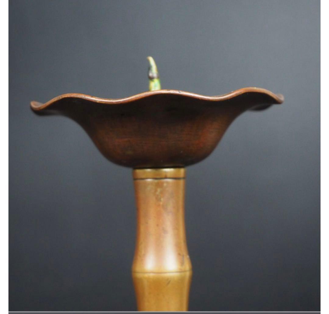 送料無料 江戸～明治　古銅燭台　35.5ｃｍ　 仏教美術