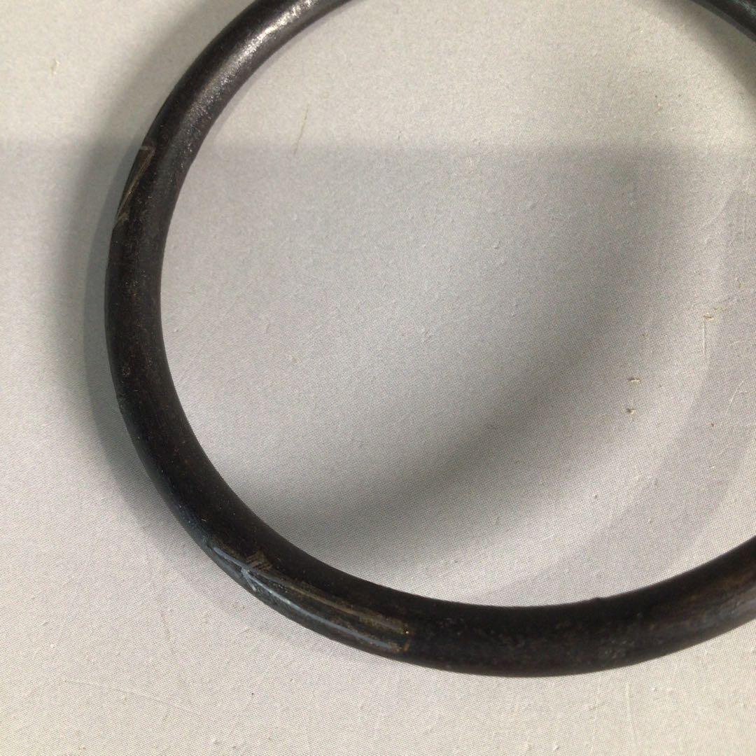 Ｐ３０１　釜釻　『釜師　山本閑浄造』『松葉象嵌』『釜鐶』　共箱　茶道具