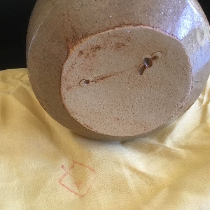 織部焼　一輪挿　藤原恭助作　供箱　供布