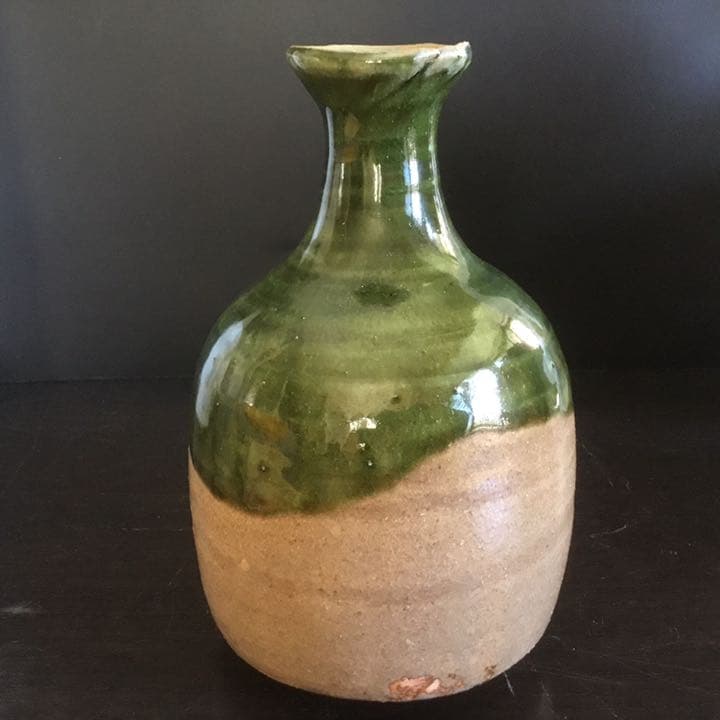 織部焼　一輪挿　藤原恭助作　供箱　供布