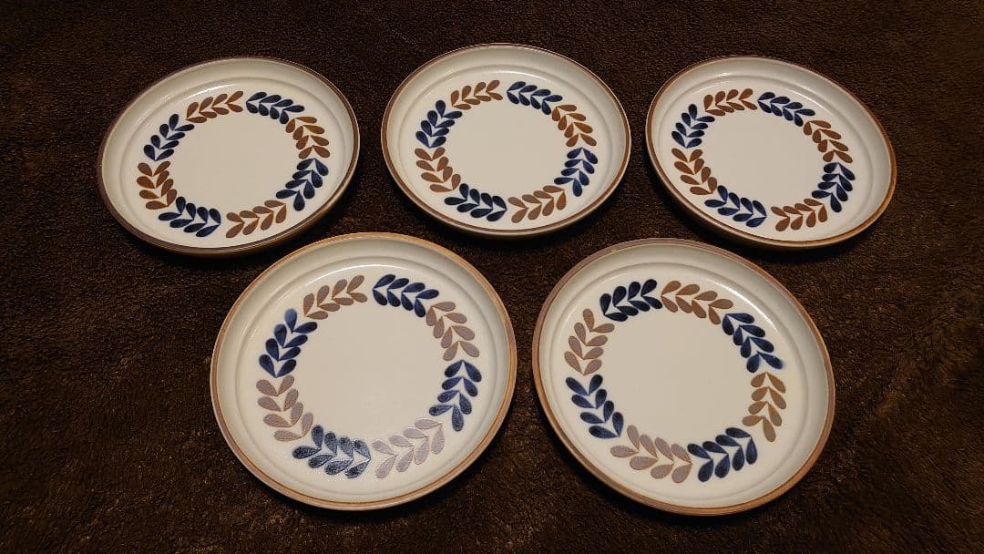 古伊万里　伊万里瀬戸焼　中皿　色絵　５客