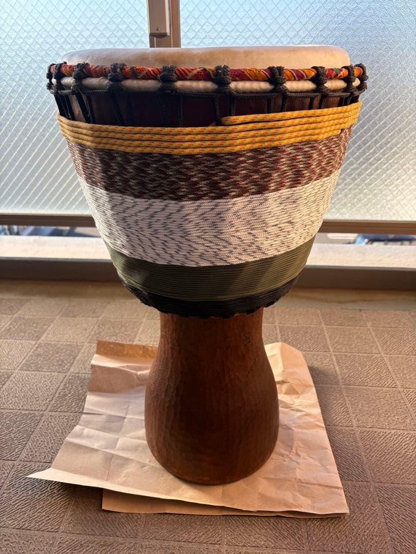 コートジボワール製ジェンベ　ケース　化粧ロープ