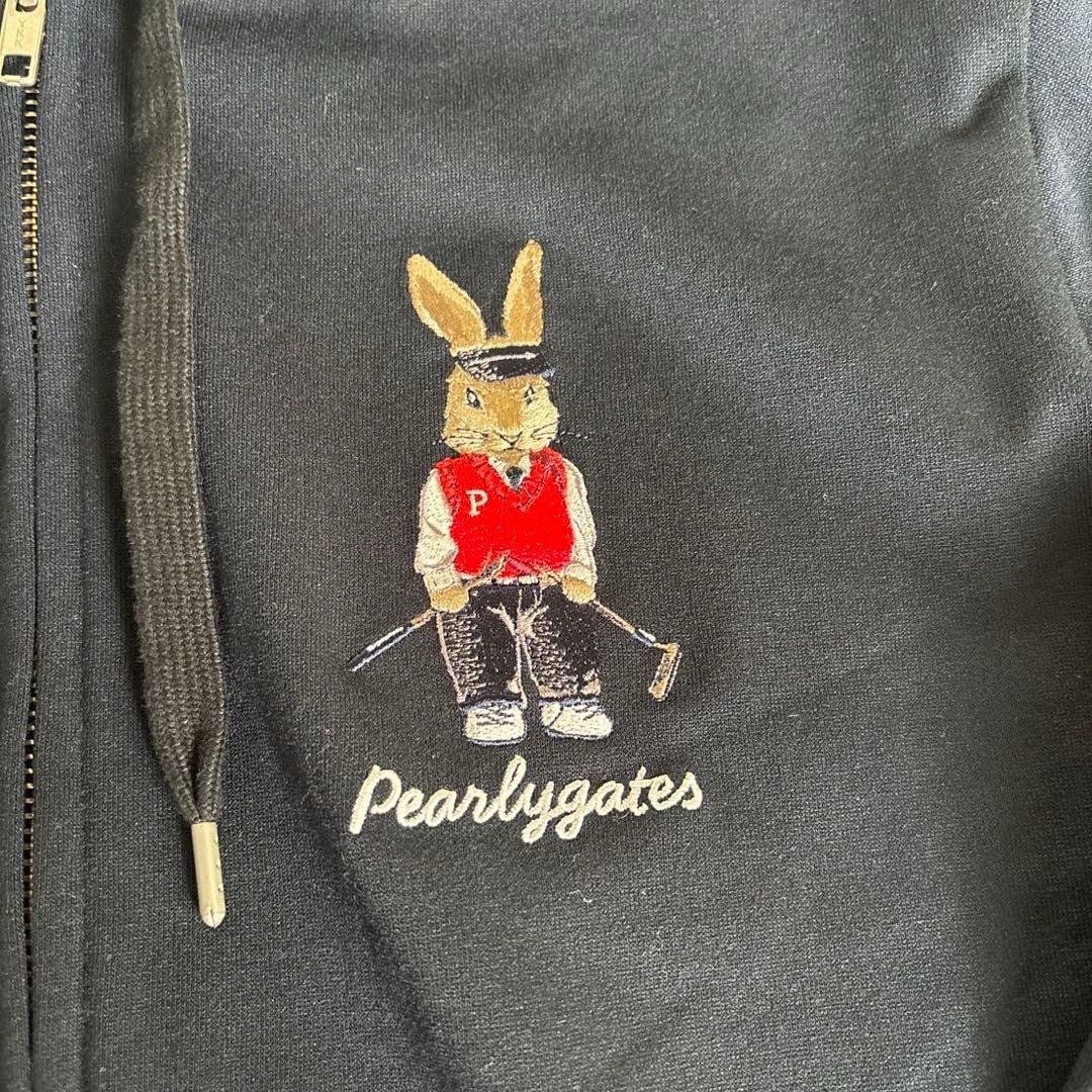 TOPスパン裏毛ウサギワッペン濃紺パーカーサイズ4