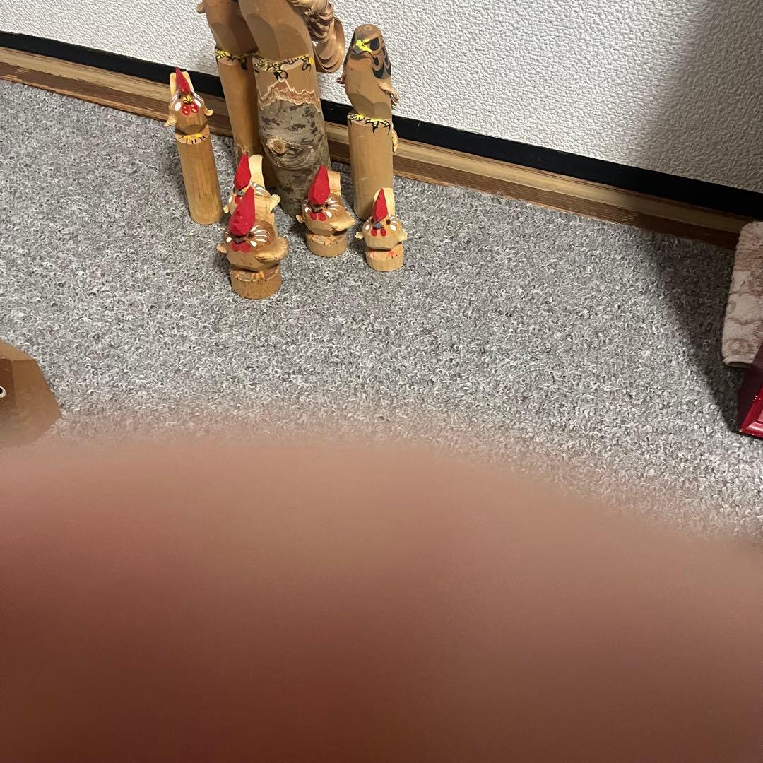 郷土玩具　笹野一刀彫　お鷹ぽっぽ　尾長鶏ポッポ 鷹の彫刻鶏の彫刻　９点セット