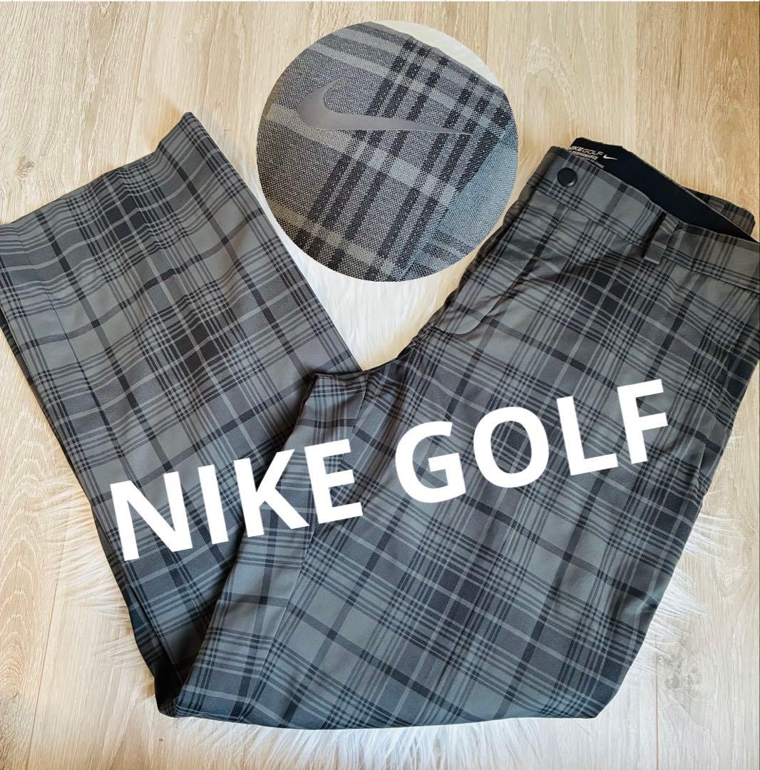 未使用級　NIKE GOLF ナイキゴルフ　タイガーウッズ　チェック　ロゴ刺繍