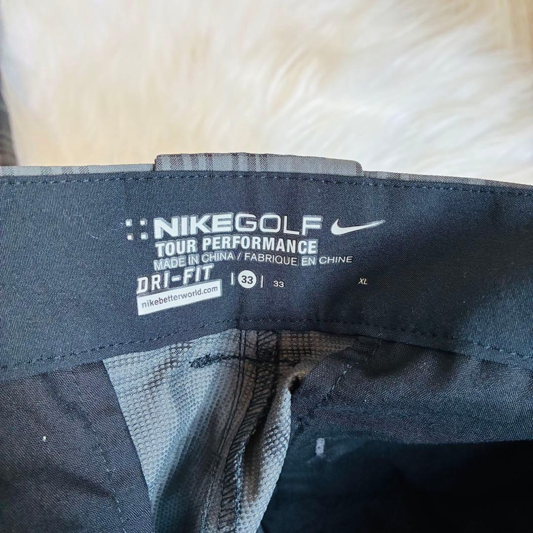 未使用級　NIKE GOLF ナイキゴルフ　タイガーウッズ　チェック　ロゴ刺繍
