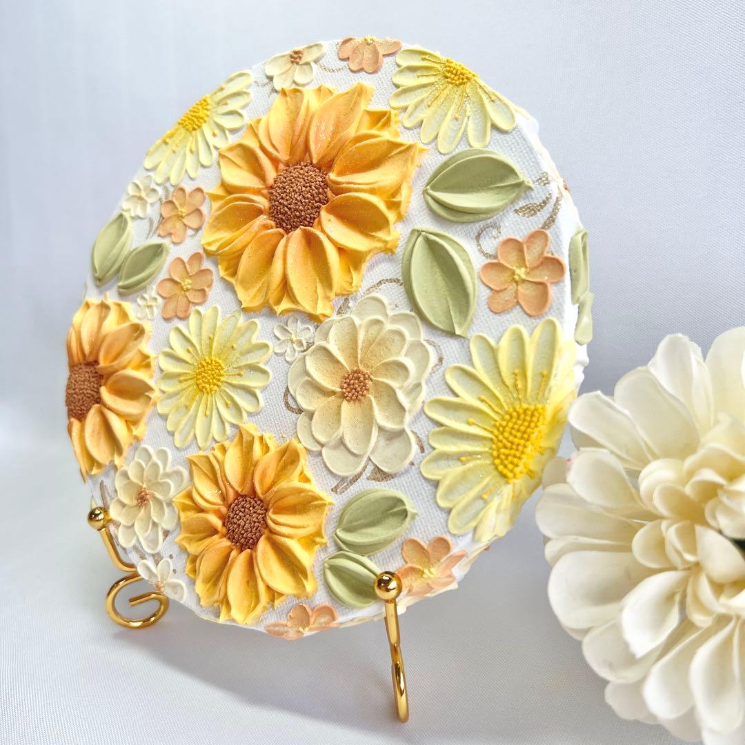 テクスチャーアート　絵画　インテリアアート　花　立体　絵　北欧インテリア　花の絵