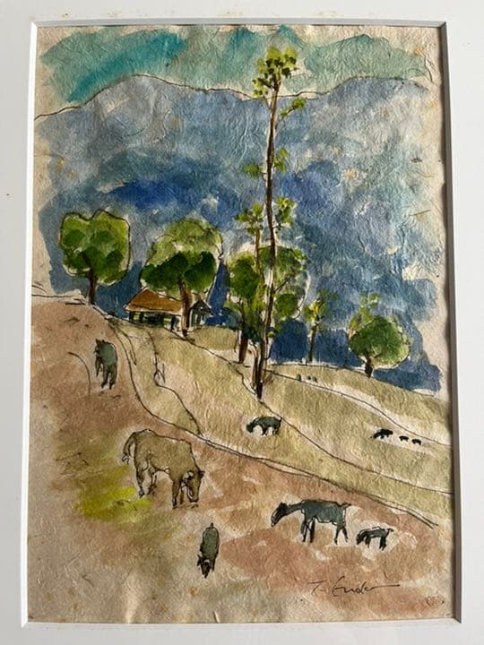 榎木孝明　乾いた大地　水彩画