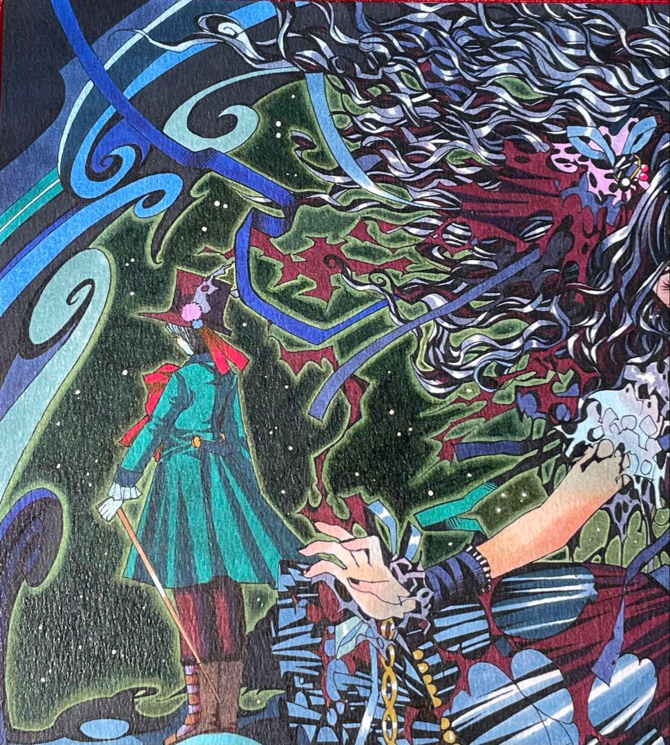 真作　Fukasawa Naoko「Blue Moon」水彩 ゴスロリ　アリス