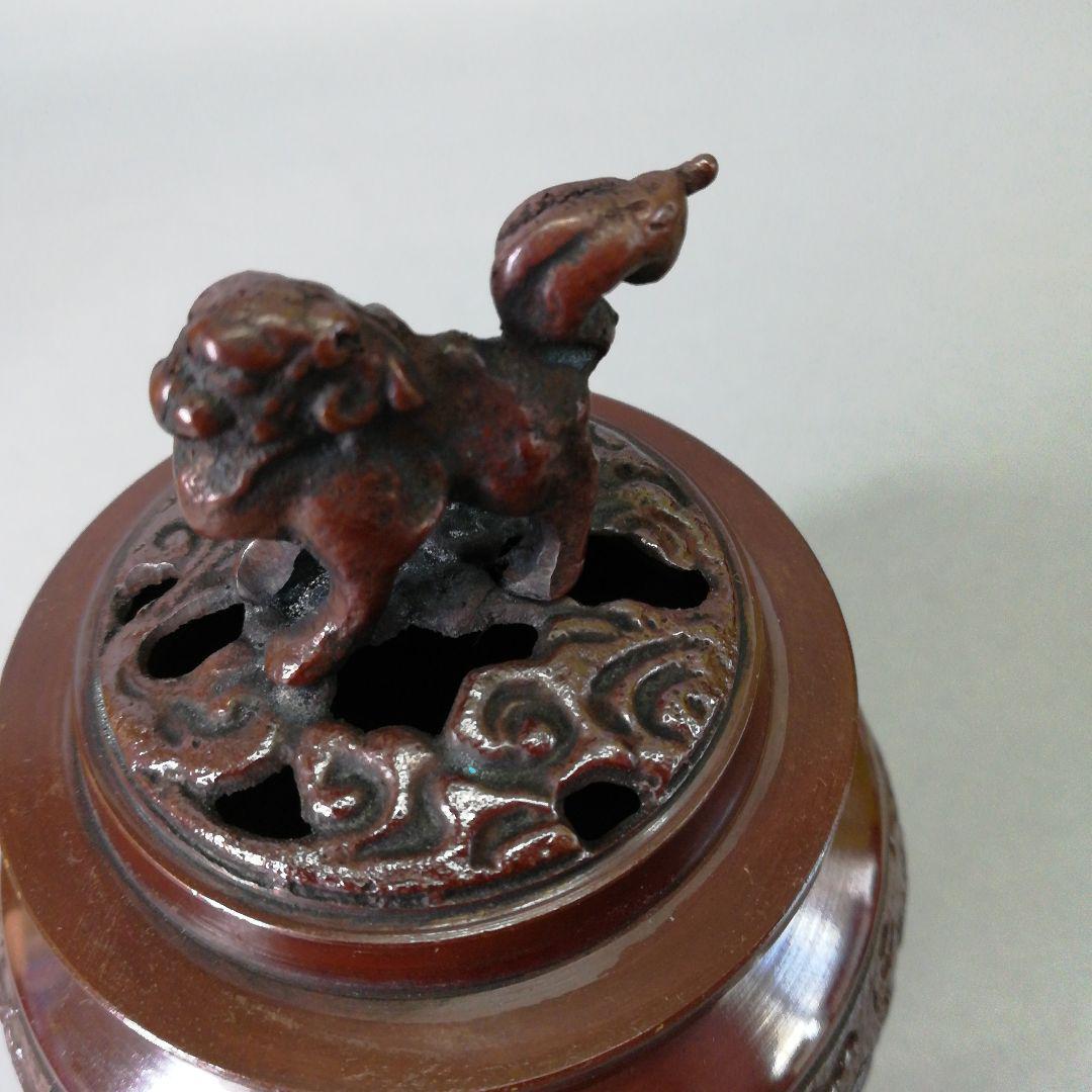 茶道具　青銅製　獅子　香炉　共箱