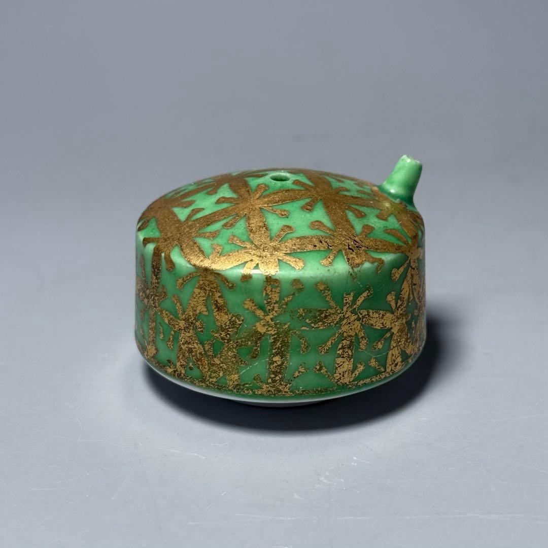 佐賀県重要無形文化財　小野珀子　自作　金蘭手水滴　共箱　栞　琥山窯　人気陶芸作家