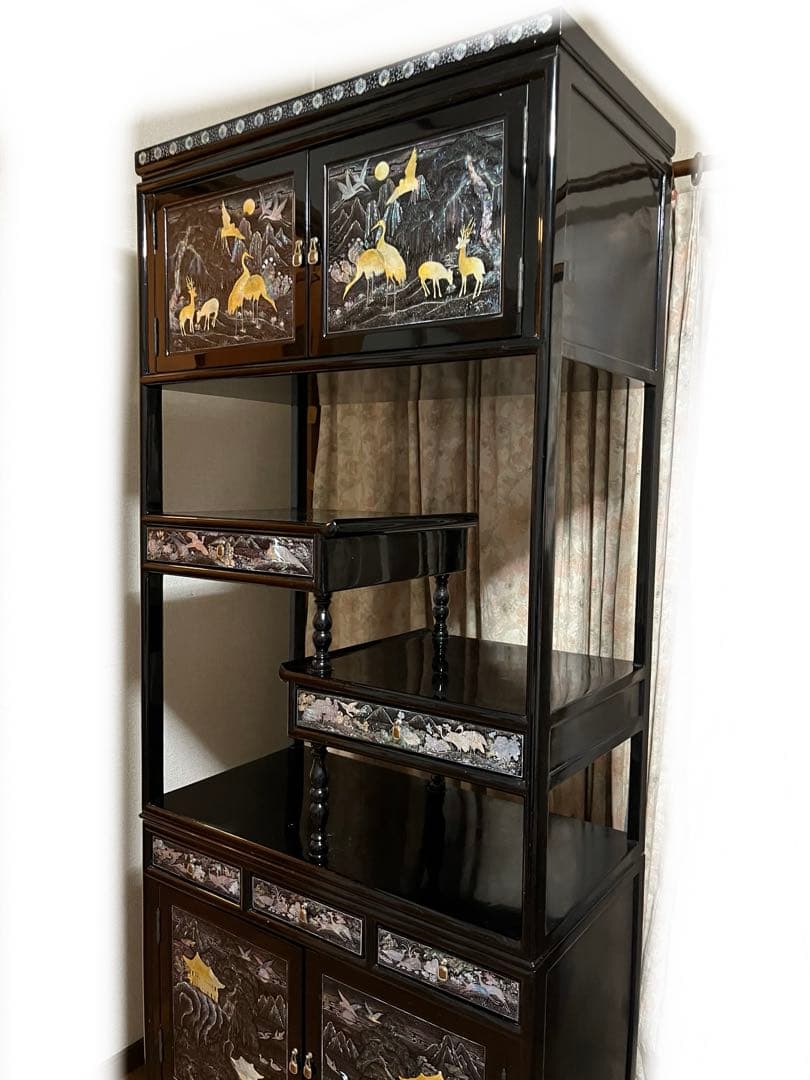 【匿名配送・送料無料】アンティーク家具　螺鈿細工　棚