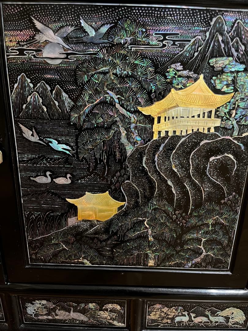 【匿名配送・送料無料】アンティーク家具　螺鈿細工　棚