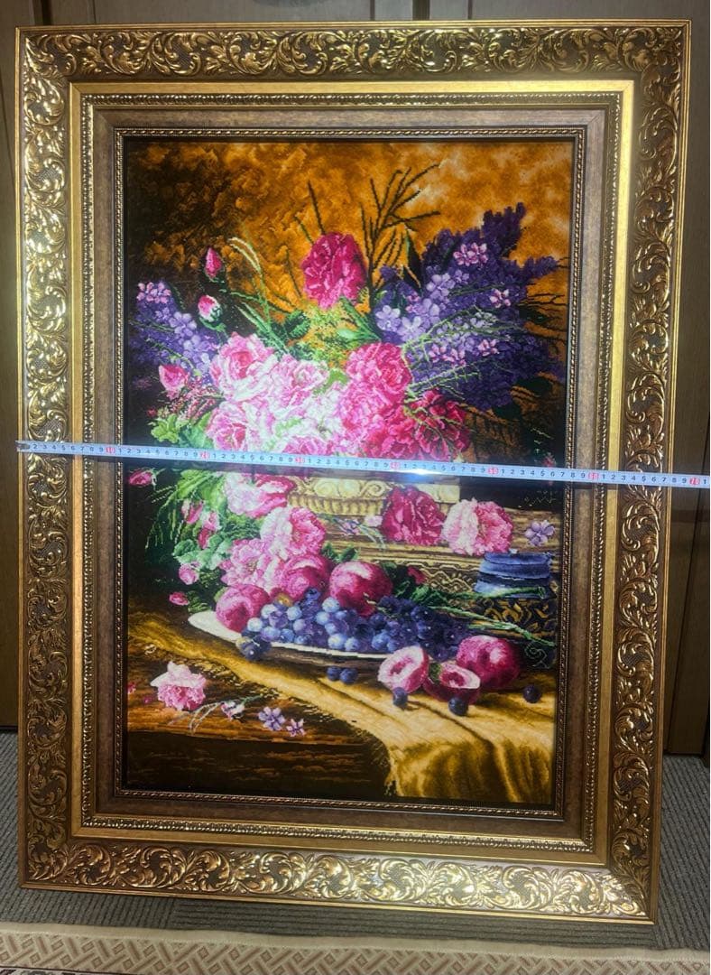 ペルシャ絨毯　絵画絨毯　タブリーズ産　手織り　タペストリー　横500✖️縦740㎜