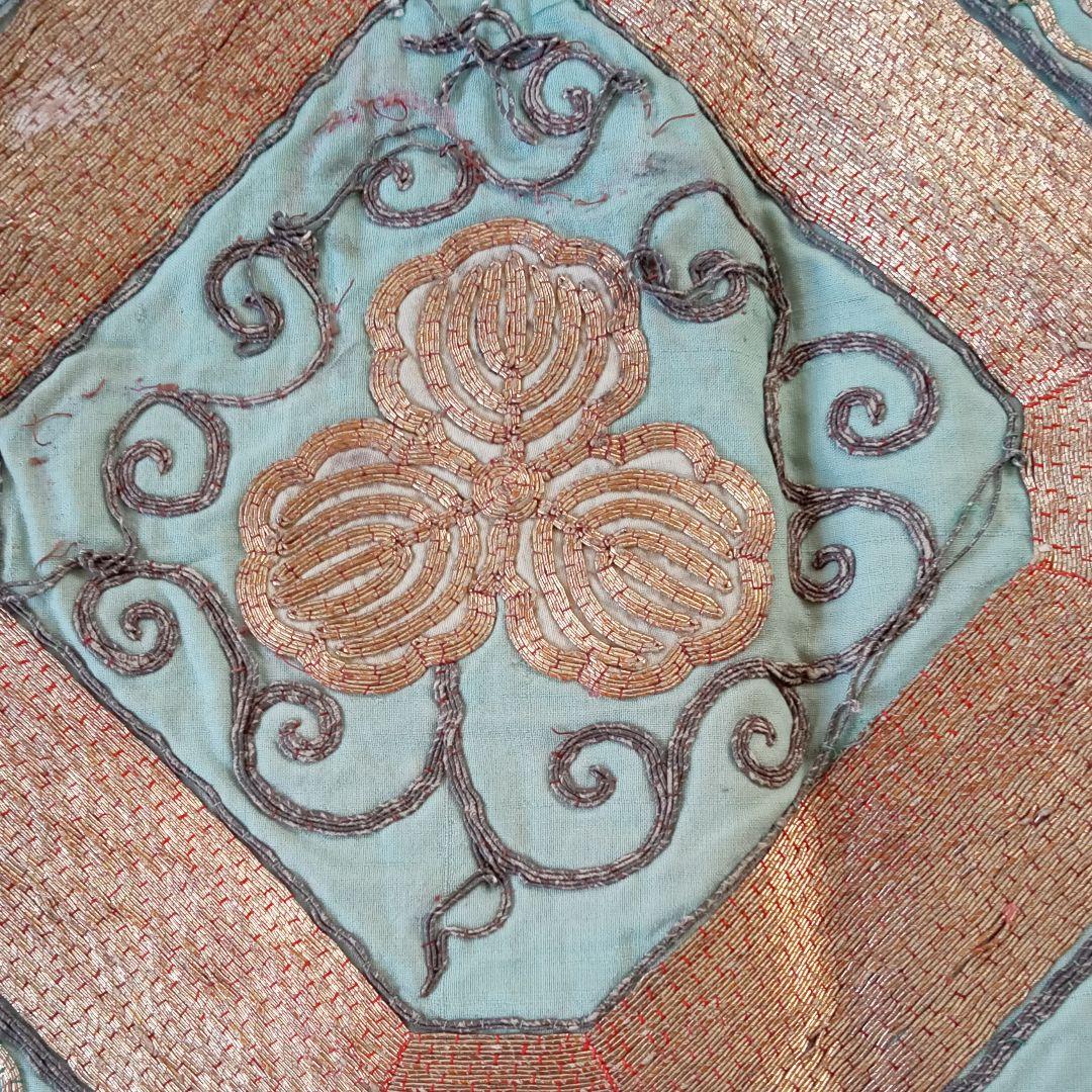 総金駒刺繍　打敷　内敷　総刺繍　仏教美術　地歌舞伎　歌舞伎　襤褸　骨董　古布