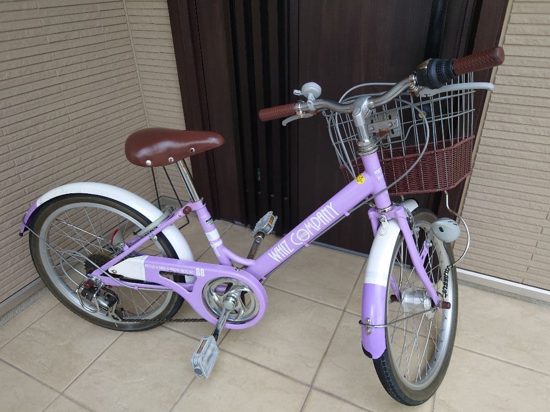 子供用自転車 パープル 前カゴ付き【引取り限定】