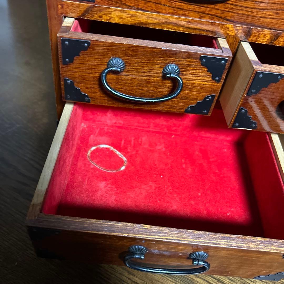 【アンティーク】民芸調水屋　茶箪笥　小箪笥　金具付　和キャビネット