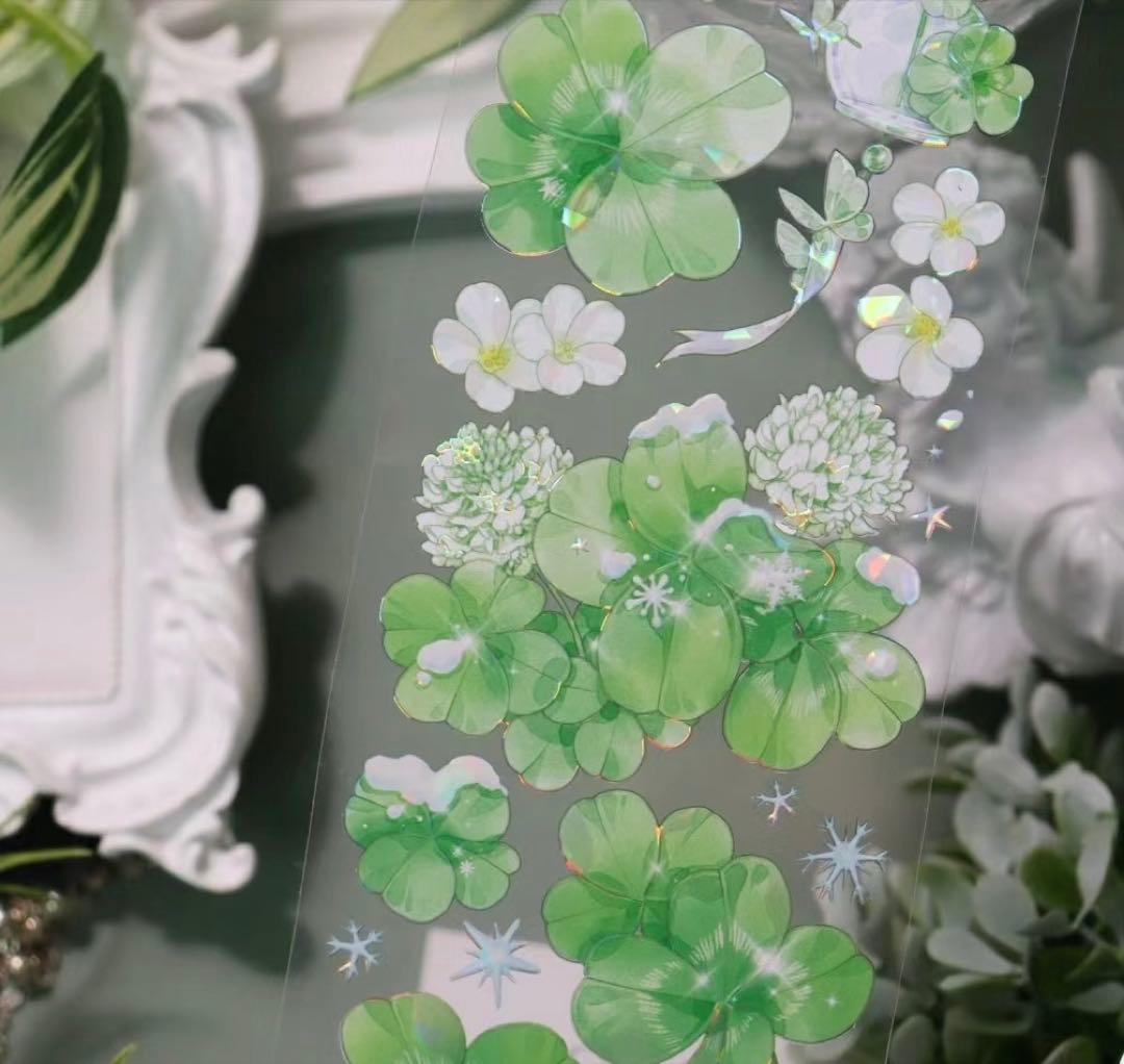 海外マスキングテープ巻売り 四叶草的来信 クローバー 人物マスキングテープ