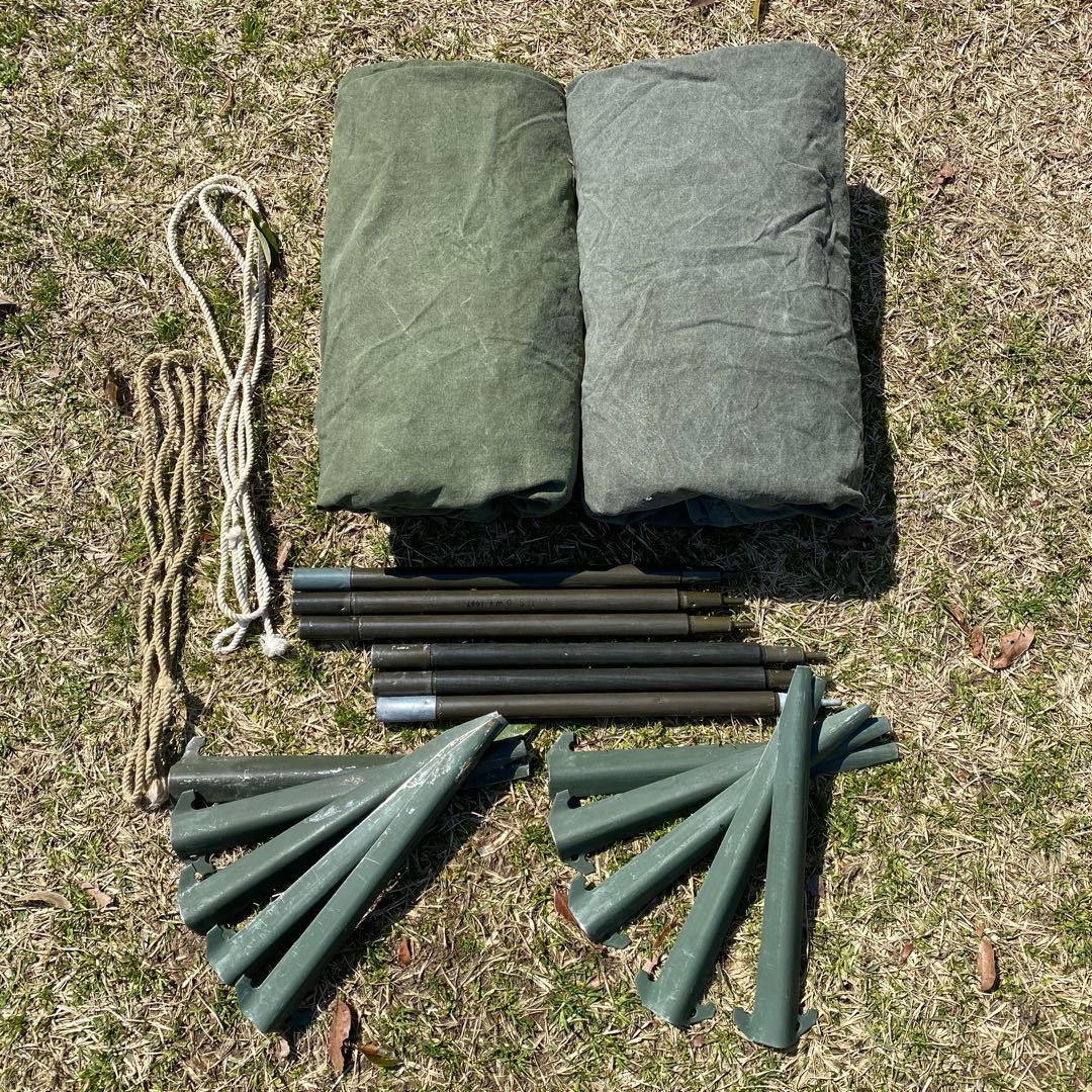 w*y様 USパップテント⑤　アメリカ軍　軍幕　ハーフシェルター２枚　ポール・ペ