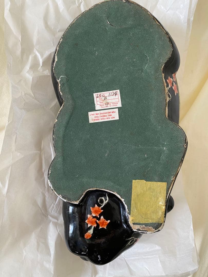 中国美術品 年代物　牡丹猫　置物