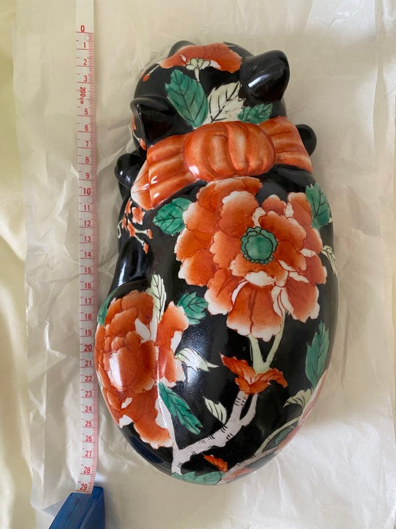 中国美術品 年代物　牡丹猫　置物