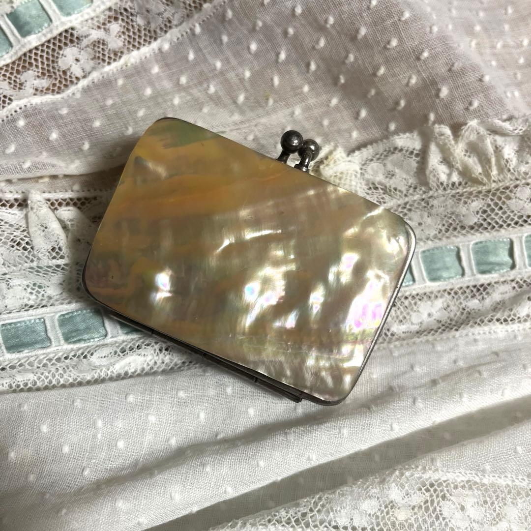 フランス アンティーク マザーオブパール エンジェル　がま口 財布