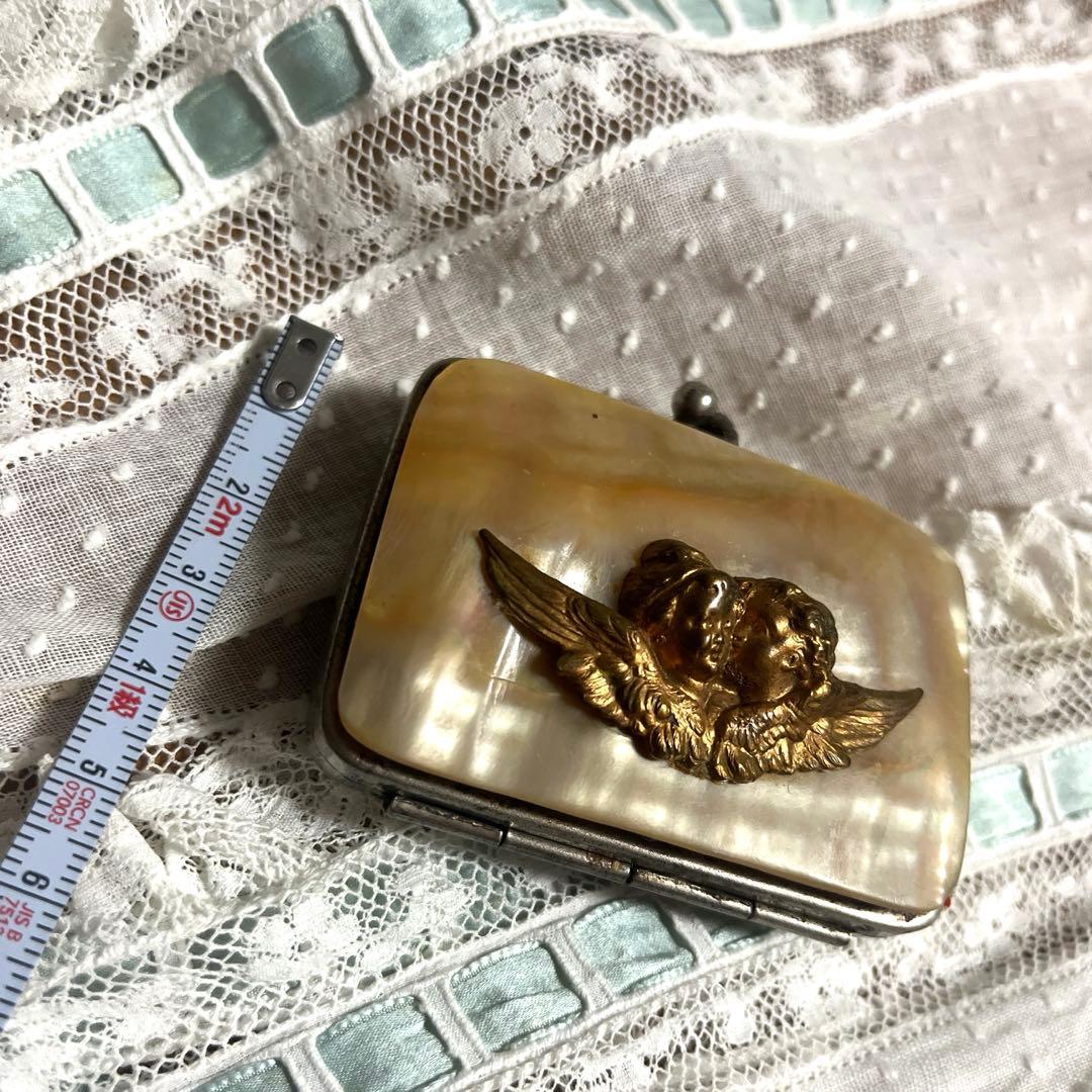 フランス アンティーク マザーオブパール エンジェル　がま口 財布