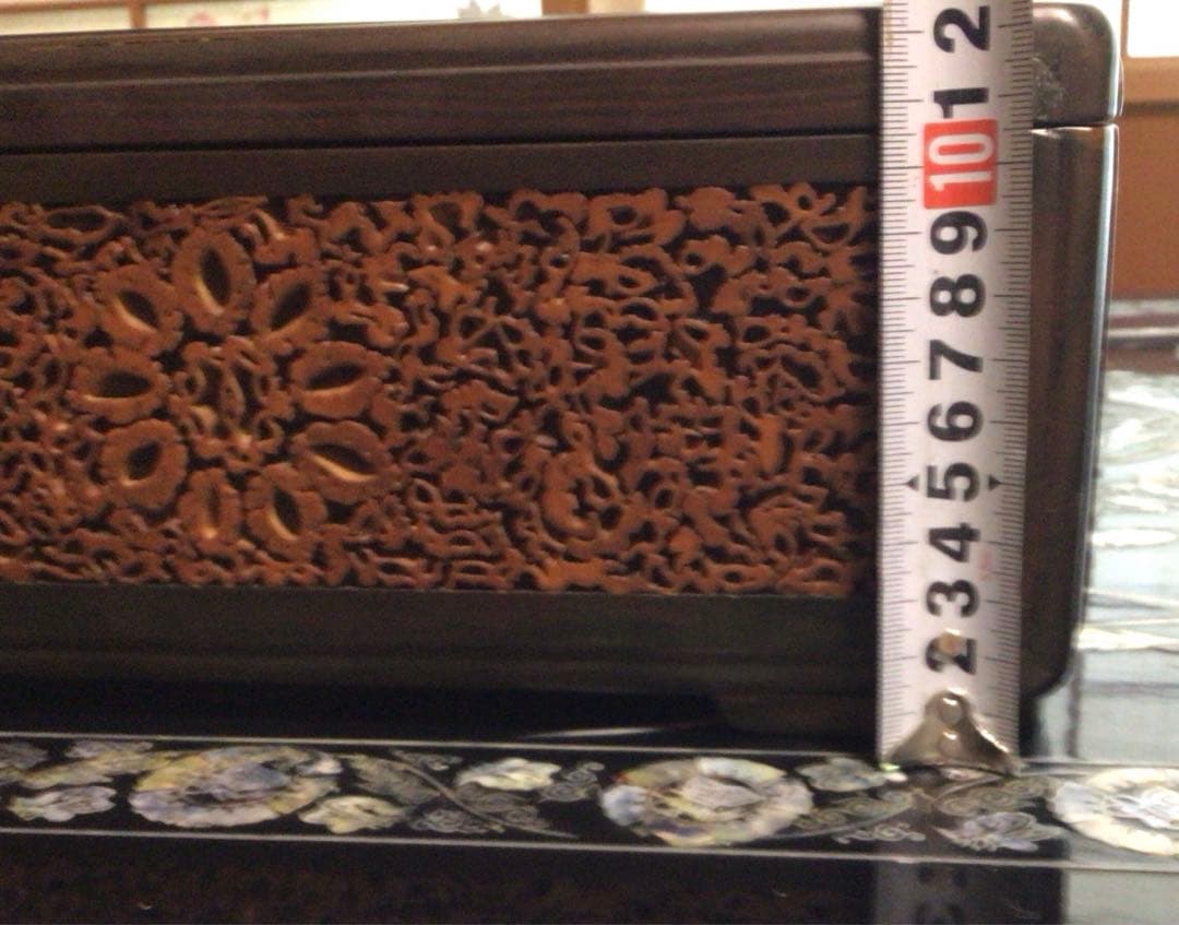 ⭐️特別⭐️紫檀 象嵌 おしどり花鳥月雲 大きな文箱 中国で購入アンティーク レア