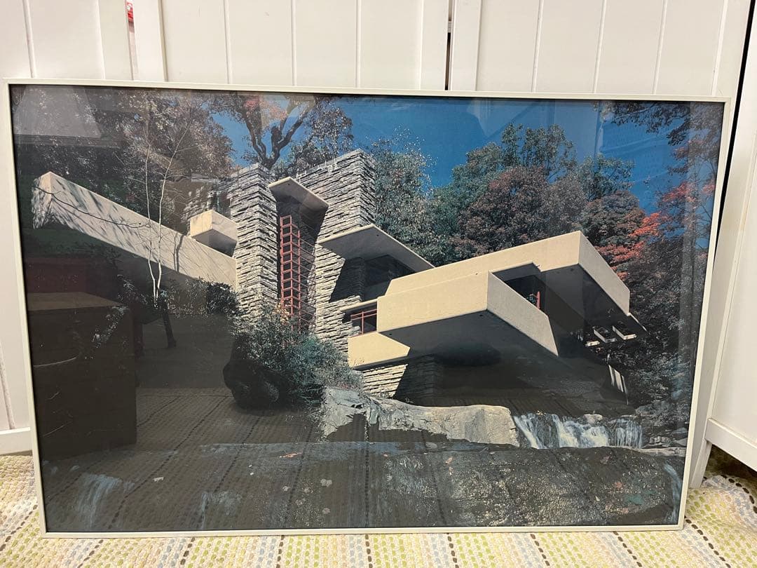 送料込み！フランク・ロイド・ライト　 落水荘 額装　巨大　パネル　ポスター