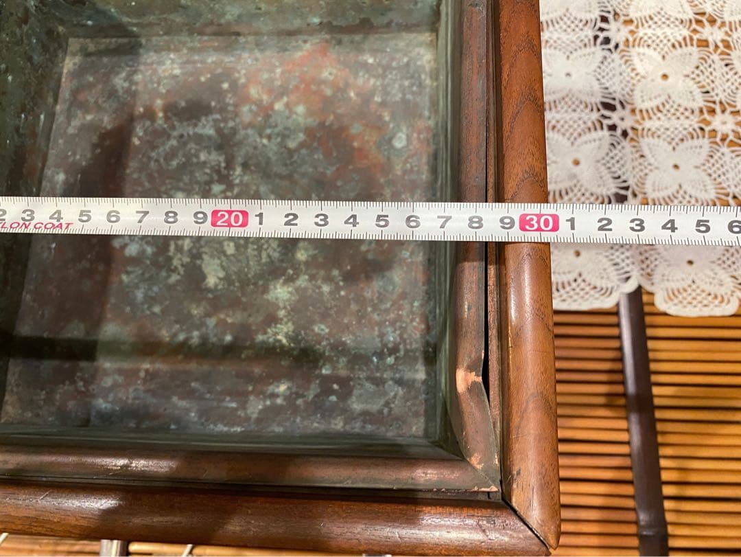 1080＊時代物 銅炉 唐木格子角火鉢 火道具 昭和レトロ 当時物 年代物