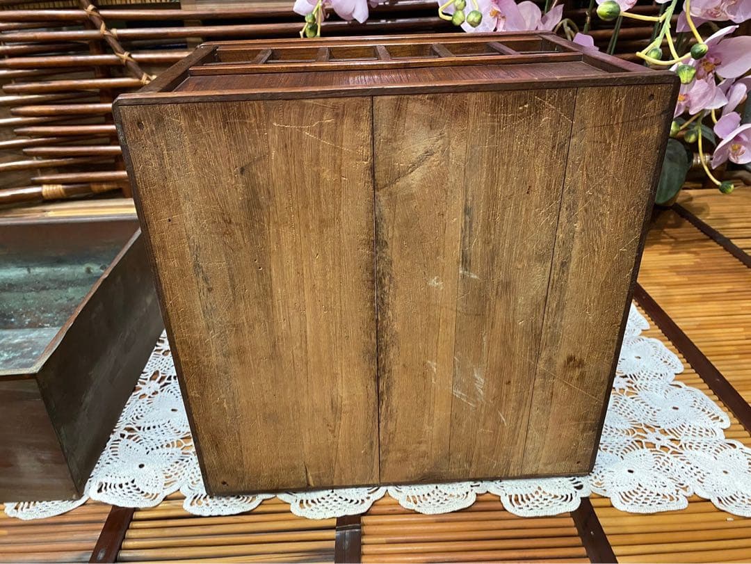 1080＊時代物 銅炉 唐木格子角火鉢 火道具 昭和レトロ 当時物 年代物