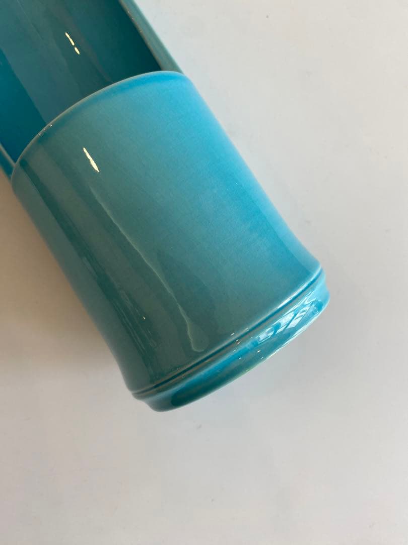 浅黄交趾竹型花入　西村徳泉作　茶道具