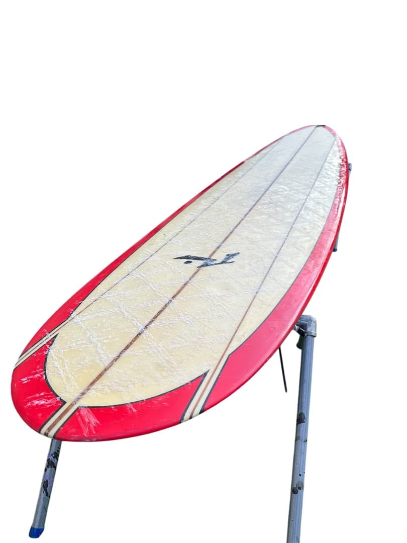 ロングボード 赤/クリーム ストライプデザイン