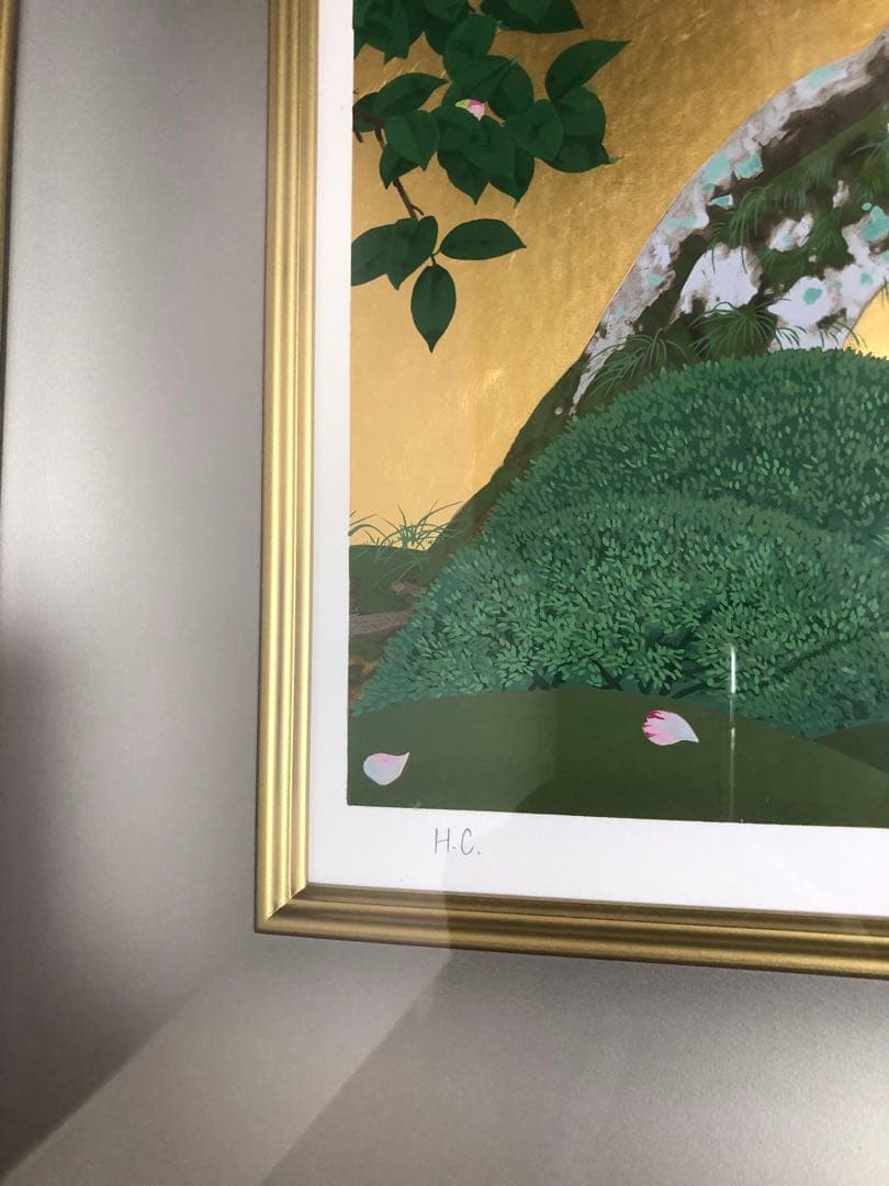 日本画家森田りえ子大型！版画柊野五色椿Japanシルクスクリーン限定直筆サイン