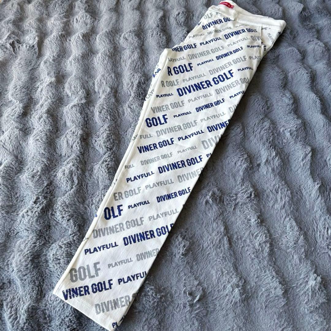 DIVINER ゴルフパンツ ホワイト ストレッチ 総柄 XXL イージーパンツ