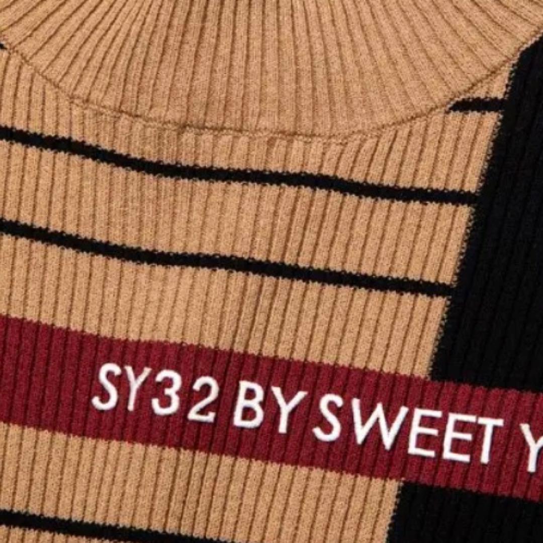 SY32 Mサイズ　ベージュ　PANEL BORDER SWEATER