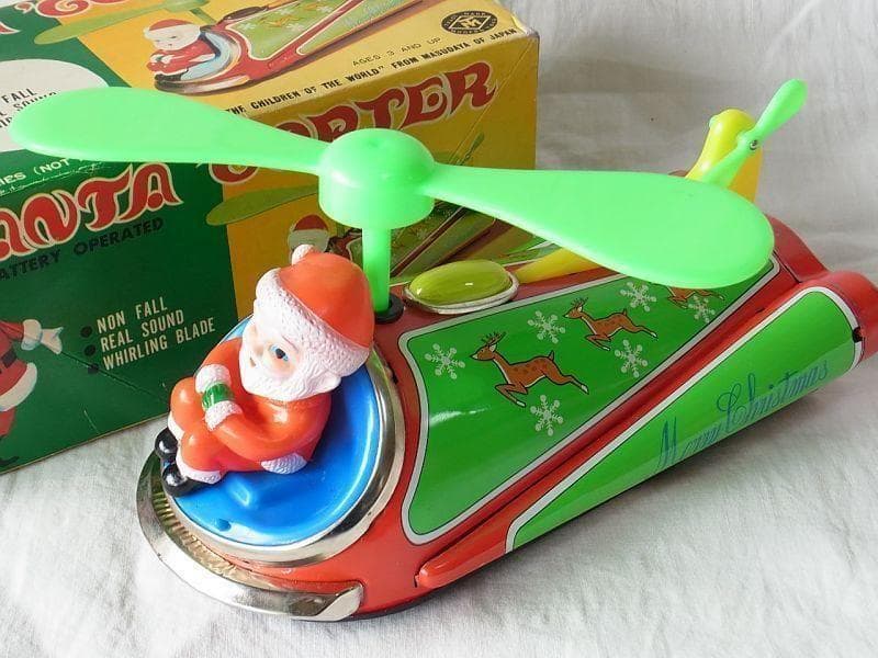 サンタヘリコプター １９６０年代　増田屋 日本製 ブリキ　オモチャ　クリスマス