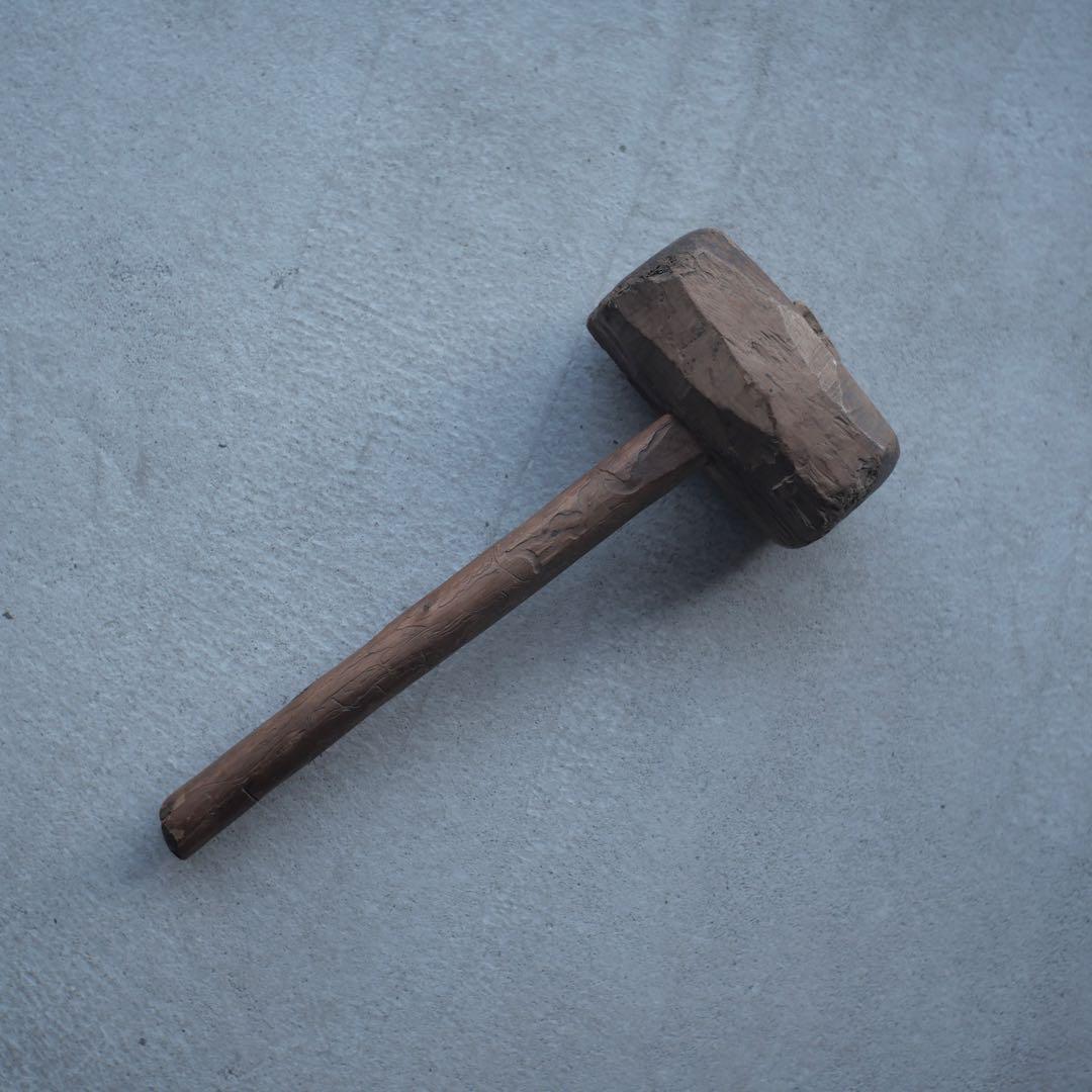 ナラ　木槌　ハンマー　民藝　アート　古家具　古道具　アンティーク　昭和レトロ