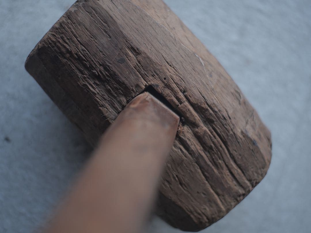 ナラ　木槌　ハンマー　民藝　アート　古家具　古道具　アンティーク　昭和レトロ