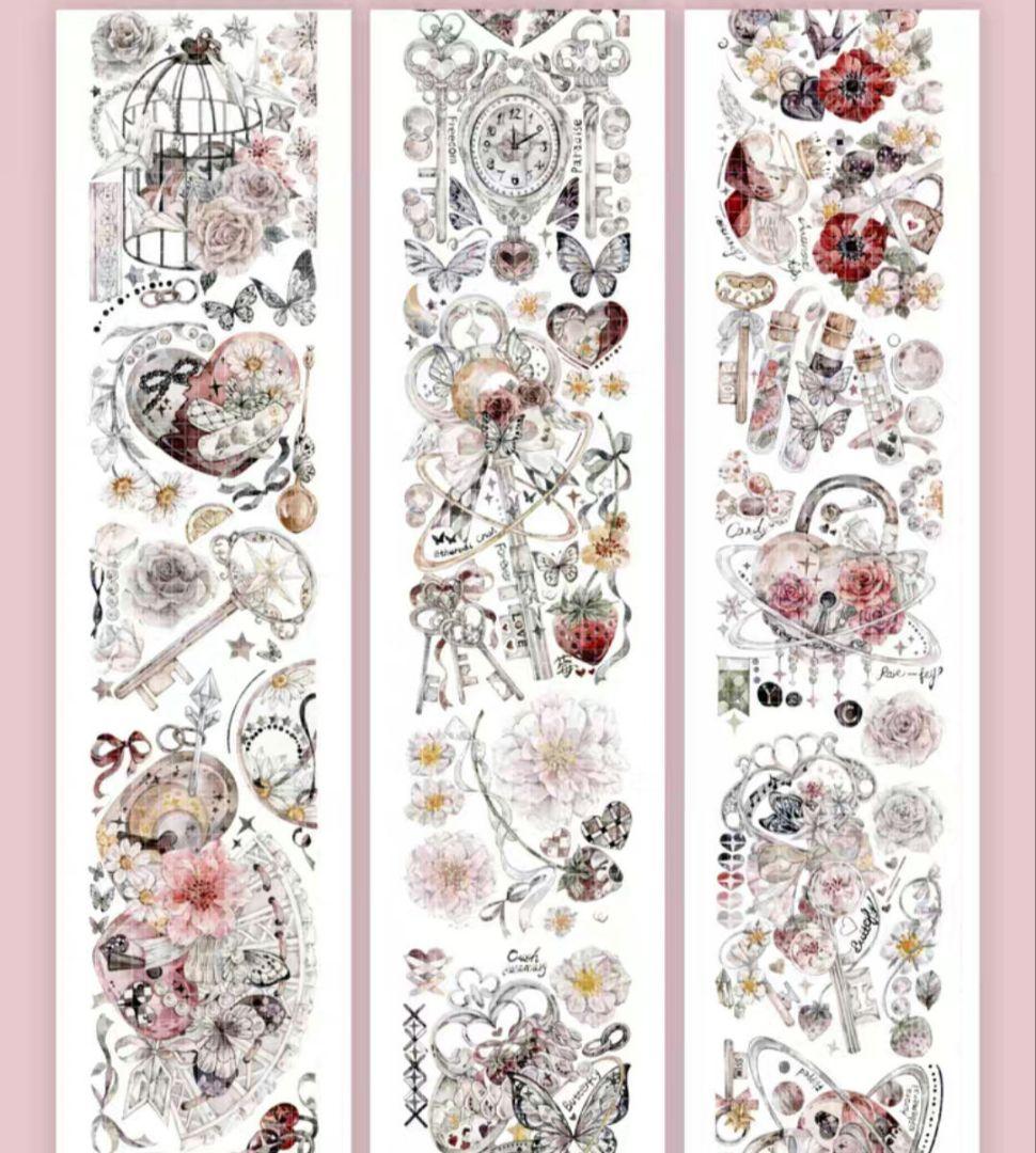 巻売 505★ 海外 マスキングテープ マステ PET 装飾 花 蝶 虹光