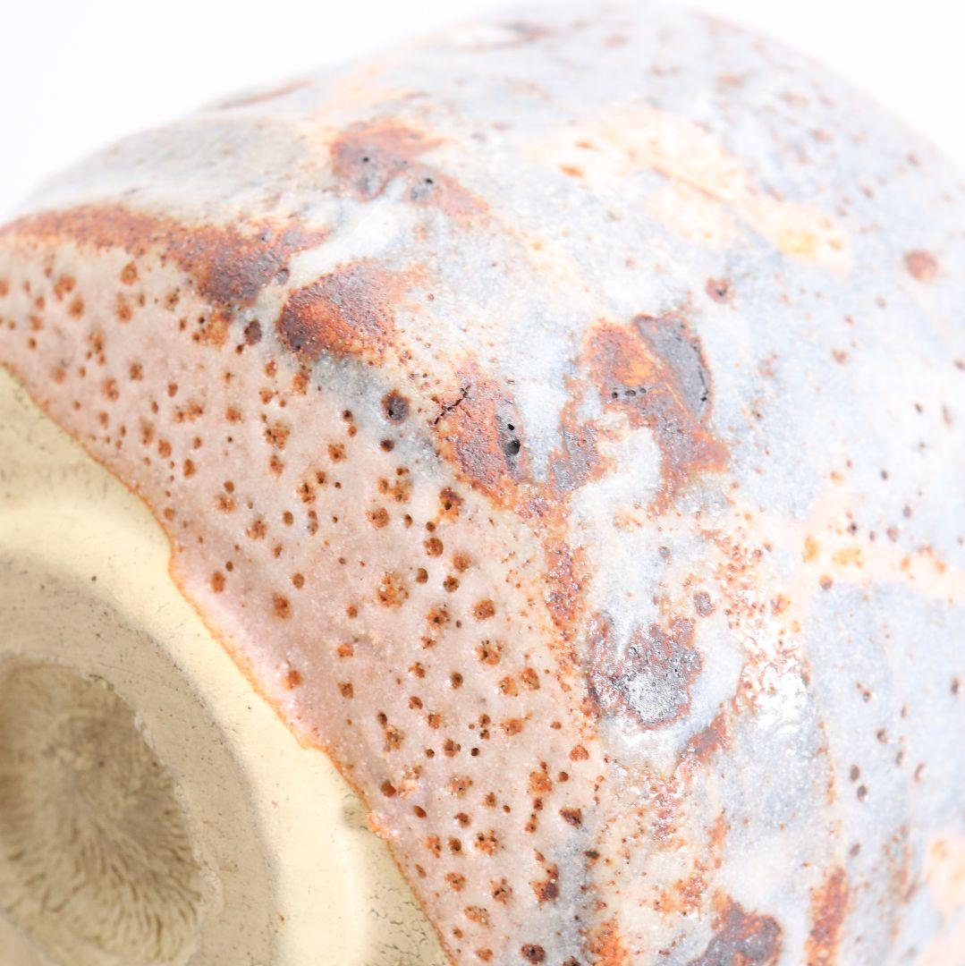 人間国宝 加藤唐九郎作 志野茶碗 茶道具 仕覆付 共箱共布　M662　N5