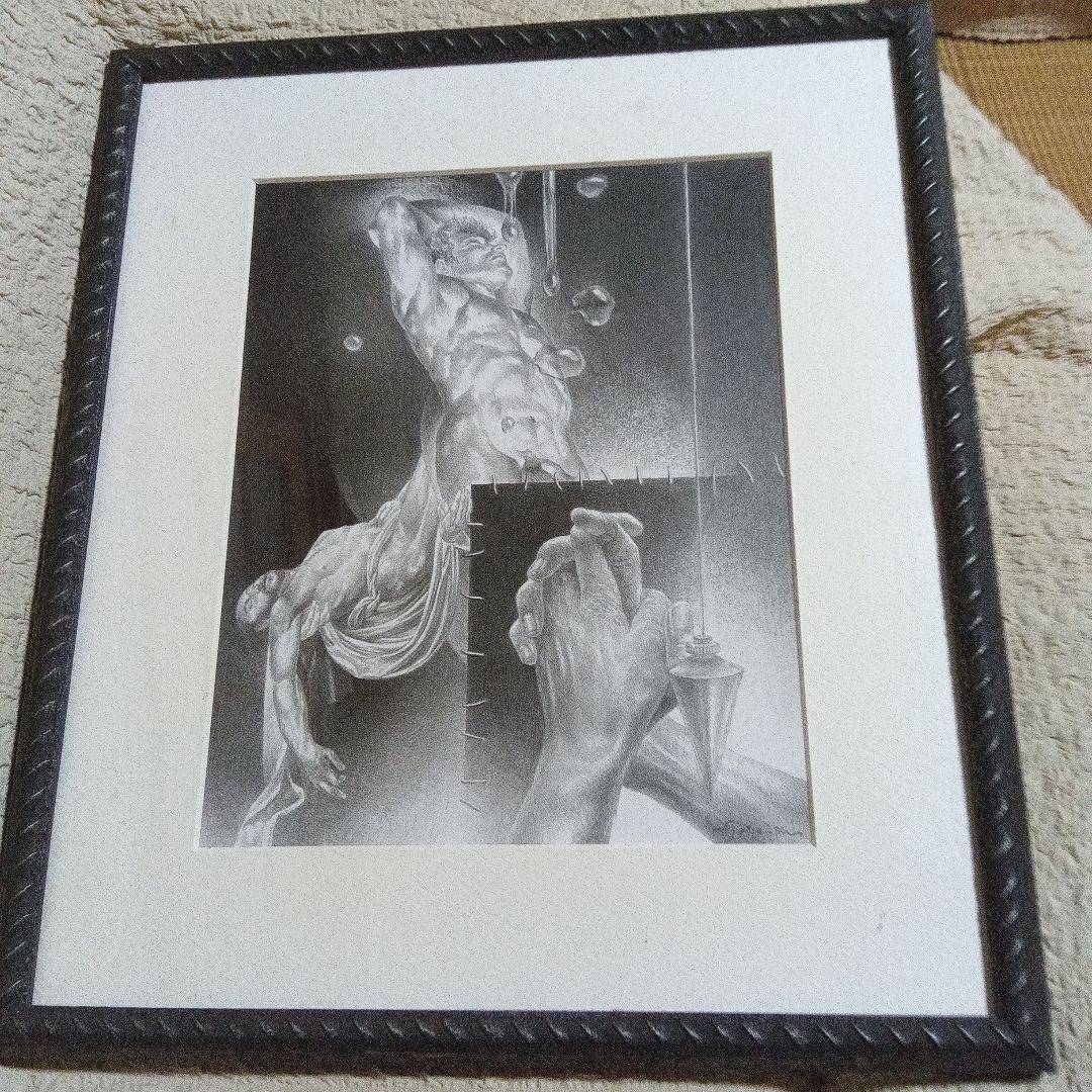 建石修志　鉛筆画 　直筆　サイン　署名　原画　デッサン