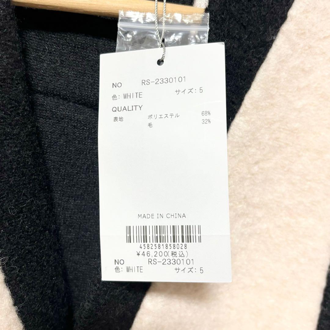 新品 ラッセルノ ゴルフ ワイド ストライプ カーディガン ホワイト L 5