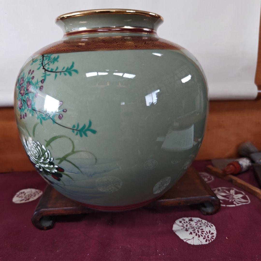 陶器 花瓶 鳥と花のデザイン