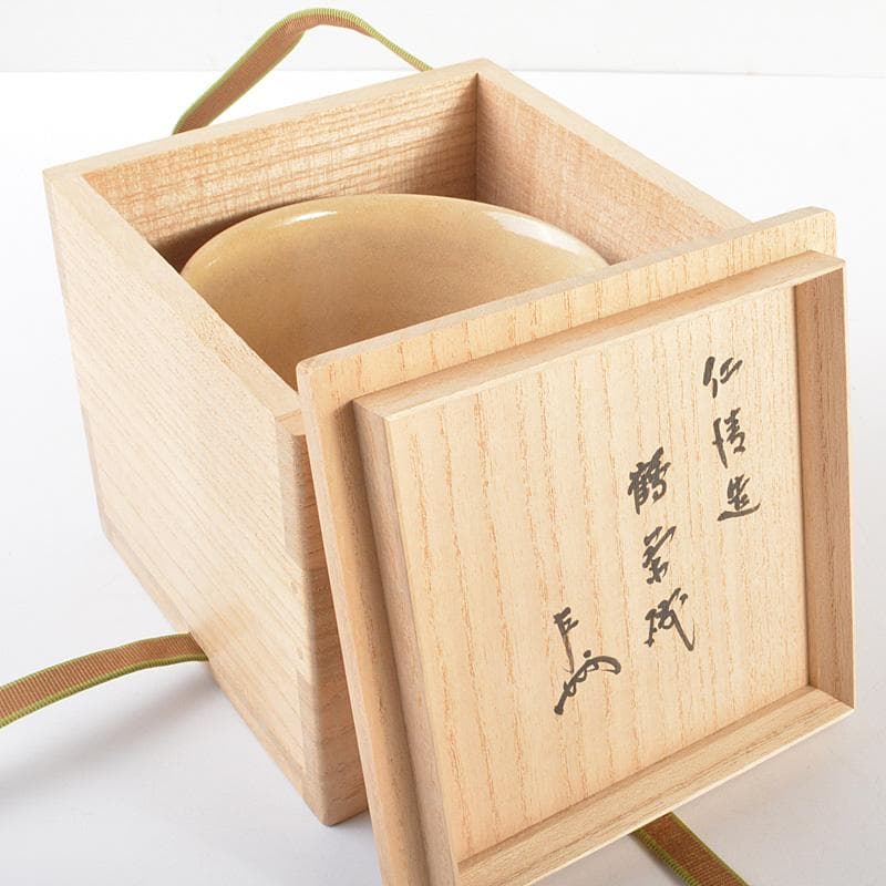 茶道具　京焼　野々村仁清造　鶴図　茶碗　表千家十三代即中斎極箱　D　R6792